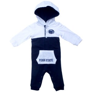 navy and white romper with Penn State on front pocket and Athletic Logo on left chest